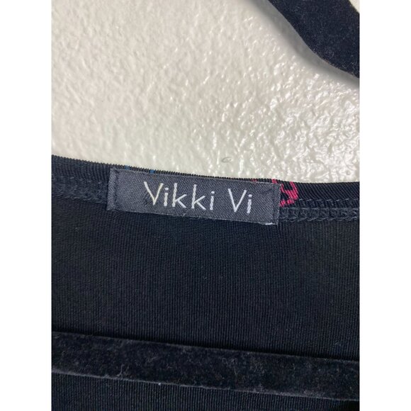 Vikki Vi Slinky Knit Floral Black Floral Button Up Tunic Top Plus size 1X USA - Picture 3 of 15